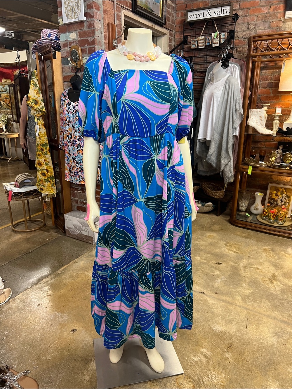 Mary Square Alexi dress glow over blue Small NWT